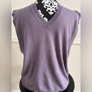 Cashmere & Spun Silk Men's Purple V-Neck Vest Size : L